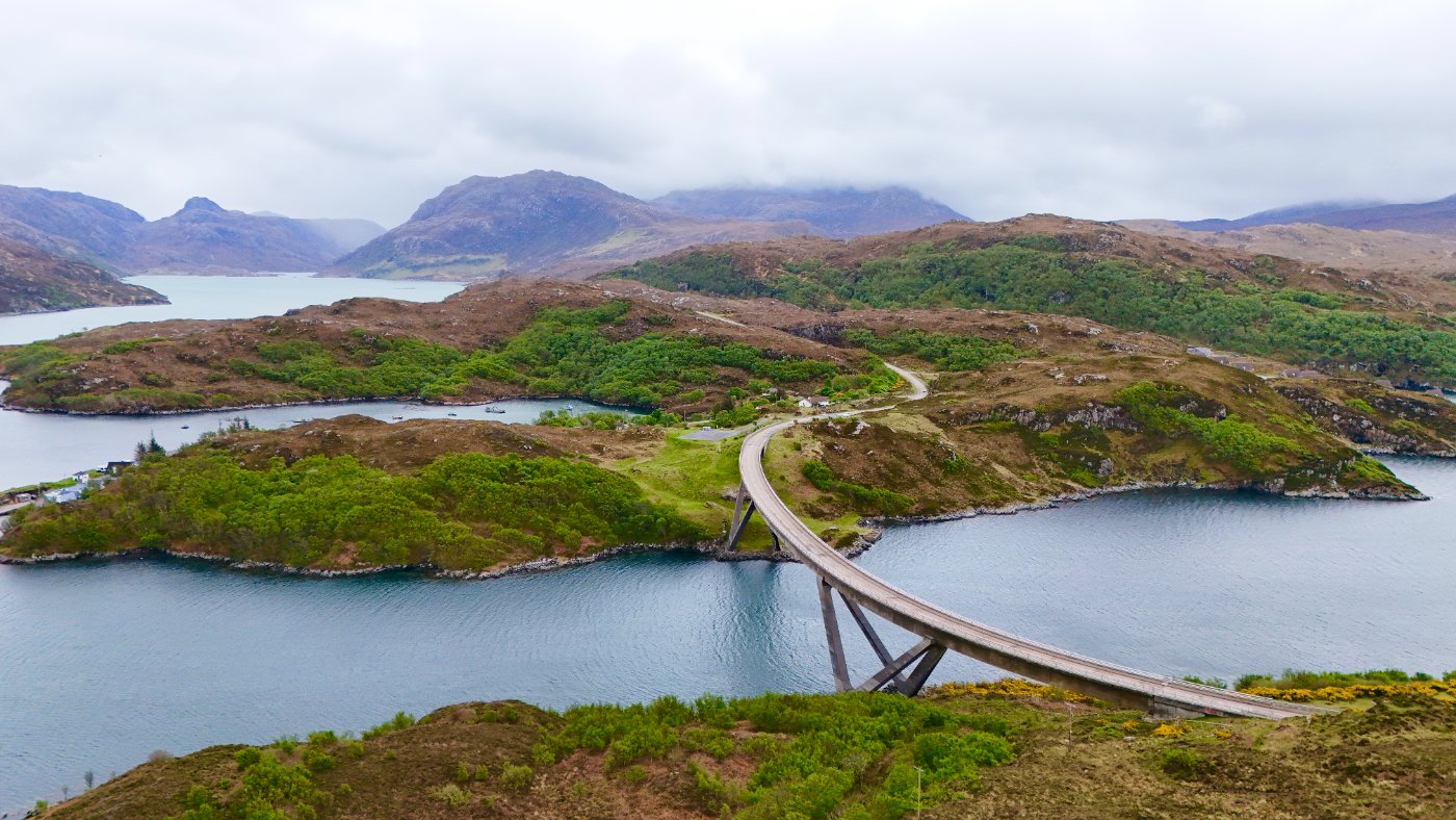 Kylesku Bridge from the air